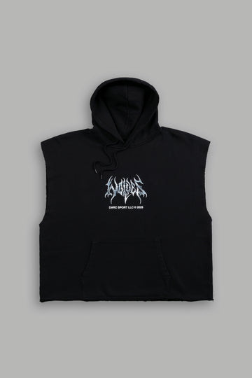 Ragnarok "Grunge" Cut-Off Hoodie in Black