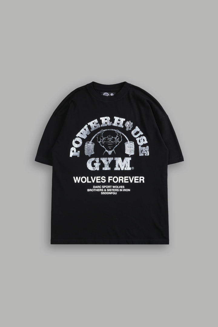 Powerhouse Of The Wolves V2"Premium" Oversized Tee in Black/White