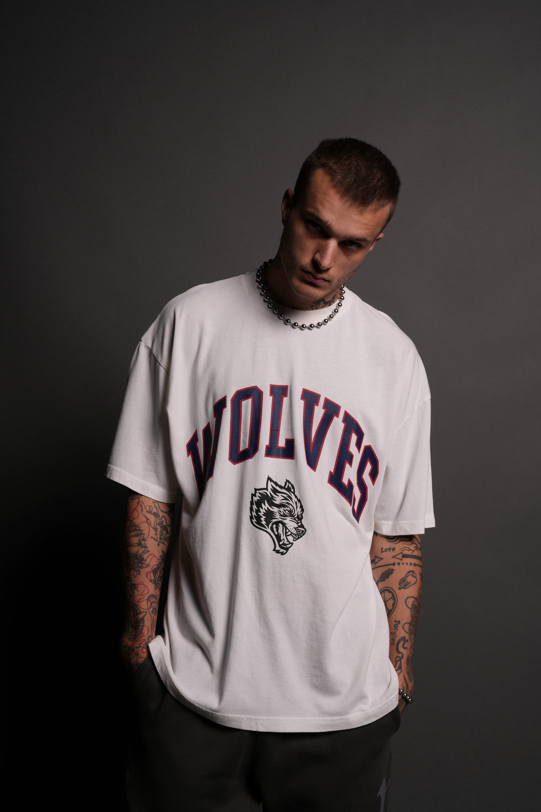 Loyalty "Premium" Oversized Unisex Tee in Cream/Maroon
