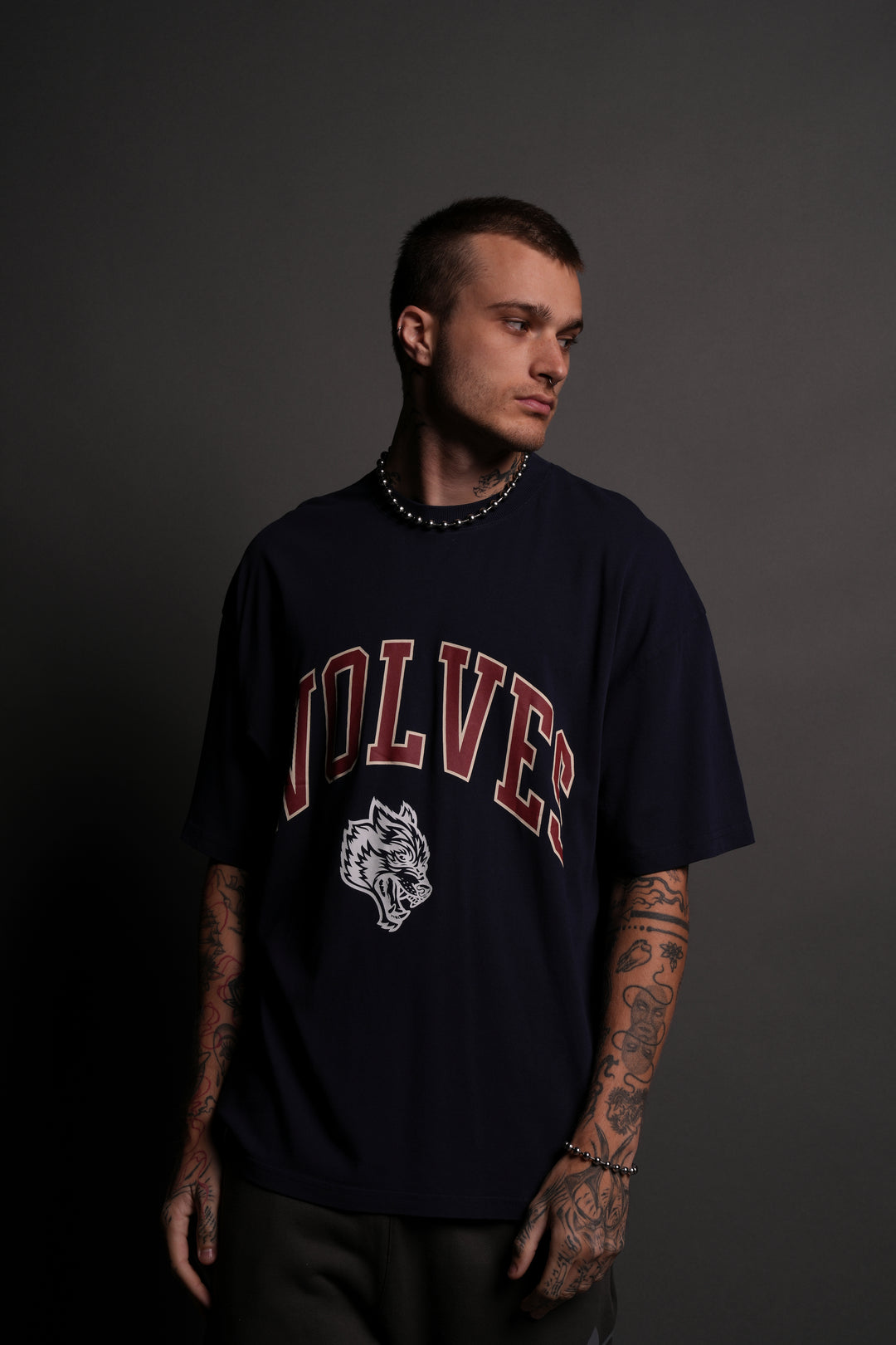 Loyalty "Premium" Oversized Unisex Tee in Navy/Maroon