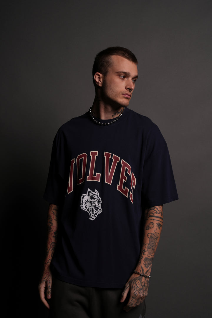 Loyalty "Premium" Oversized Unisex Tee in Navy/Maroon