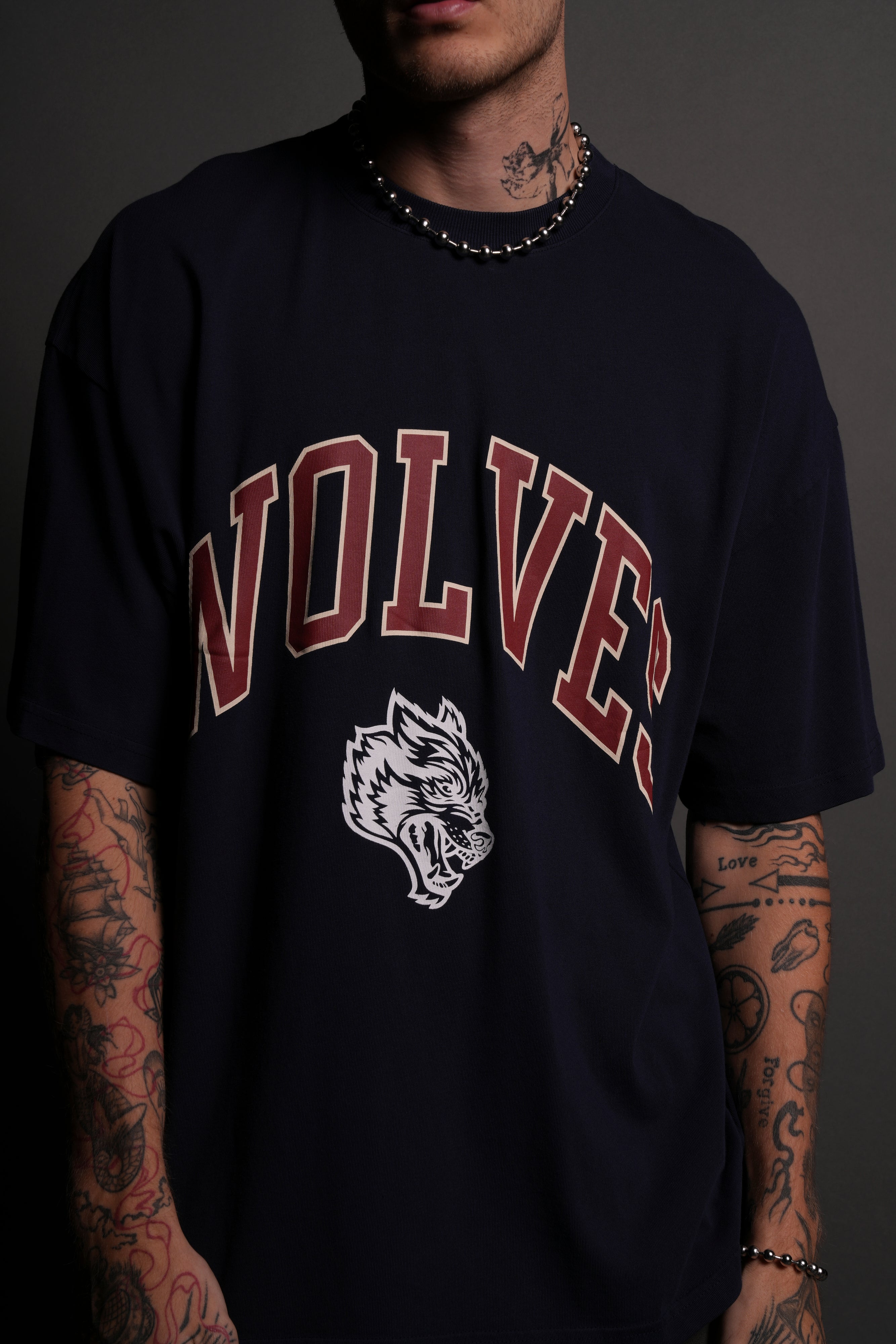 Loyalty "Premium" Oversized Unisex Tee in Navy/Maroon