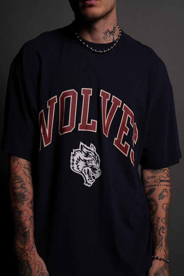 Loyalty "Premium" Oversized Unisex Tee in Navy/Maroon