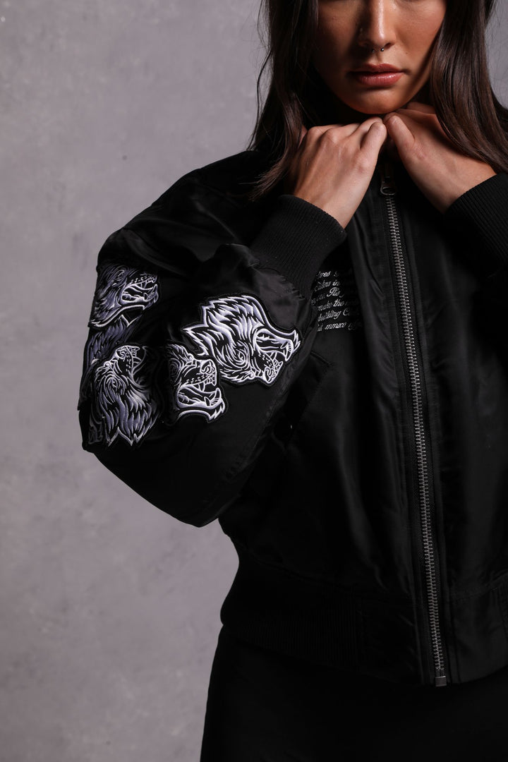 Covered Trin Bomber Jacket in Black