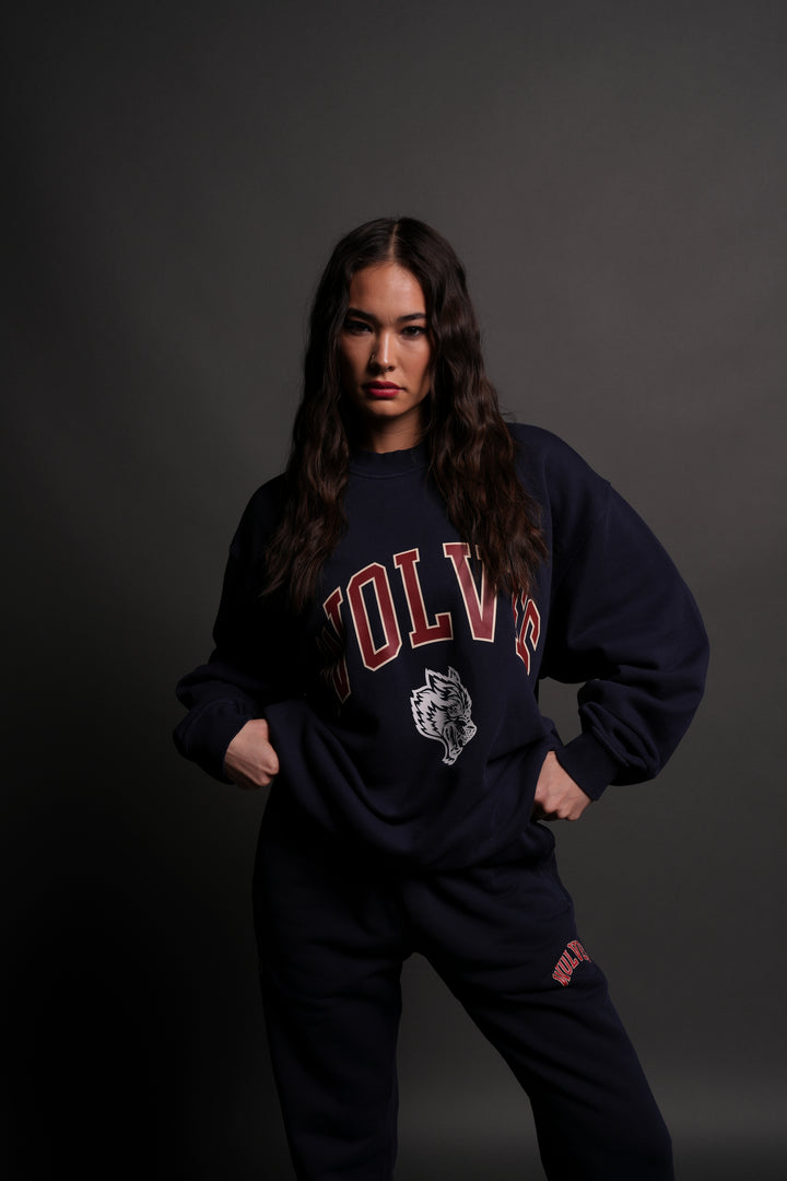 Loyalty London Unisex Crewneck in Navy/Maroon
