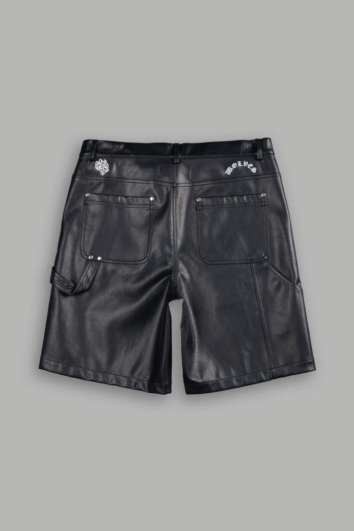 Wolf Chopper Leather Clark Utility Shorts in Black