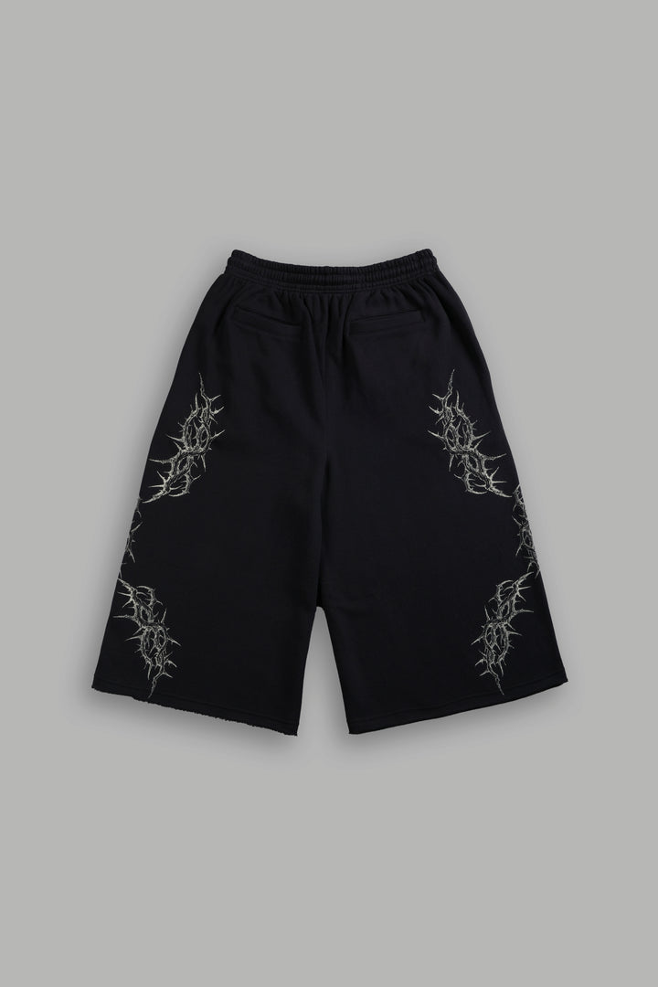 Thorns Oversized Omen Cropped Sweat Pants in Black