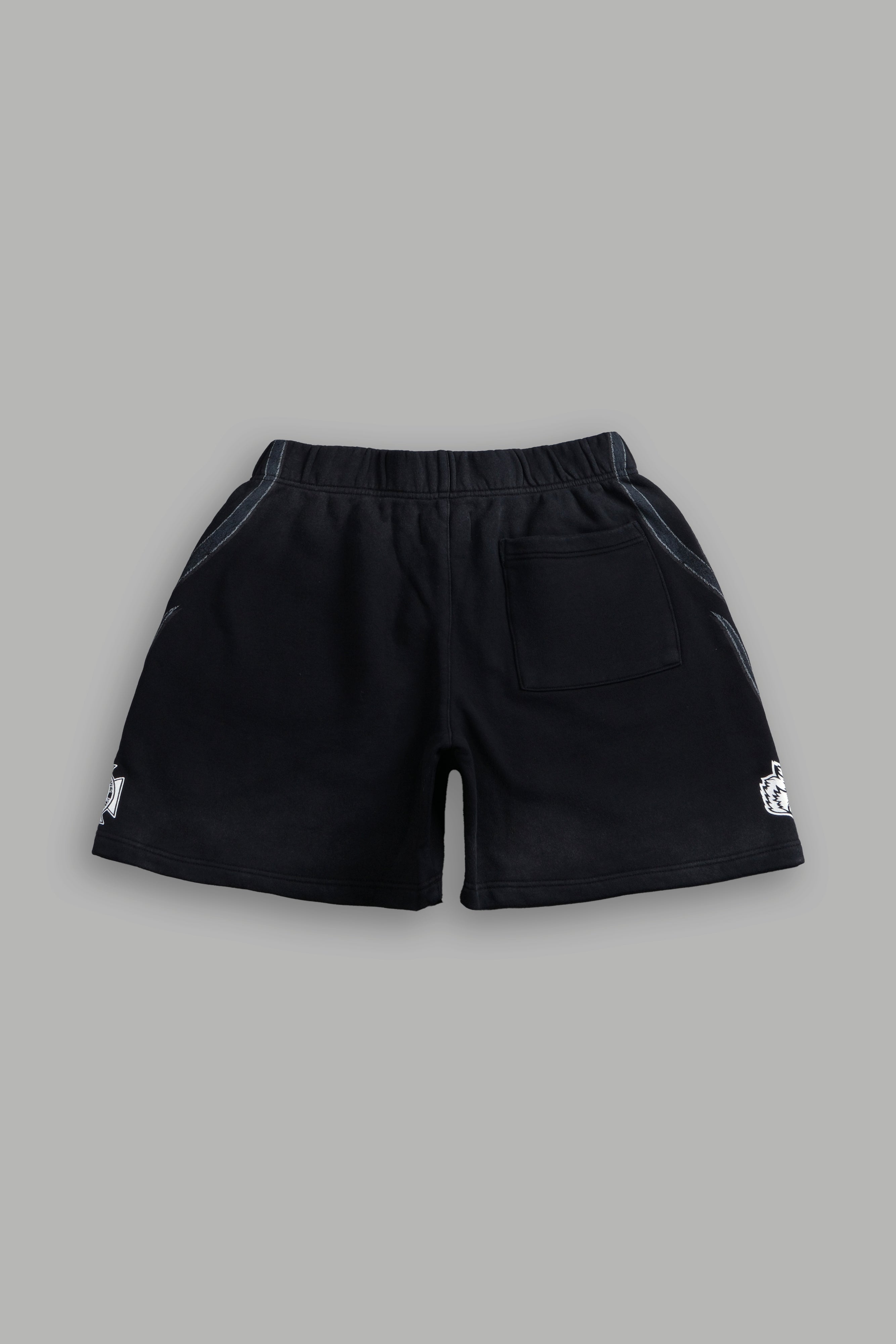 Real Recognize Real Unisex Oversized Post Lounge Sweat Shorts V2 in Black Drift Wash