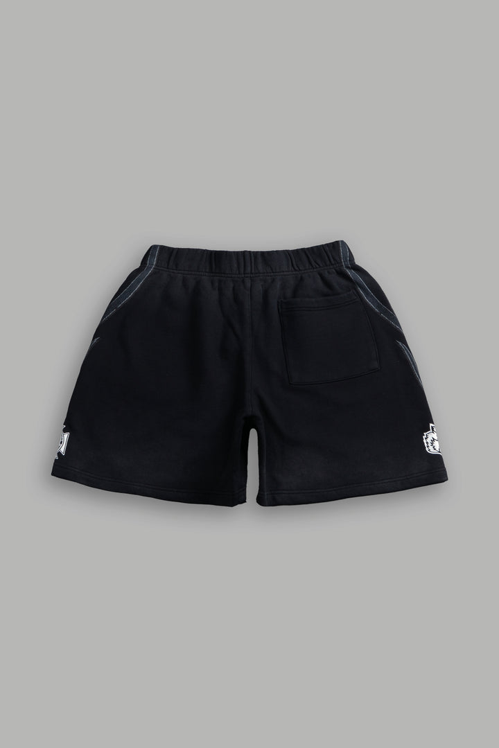 Real Recognize Real Unisex Oversized Post Lounge Sweat Shorts V2 in Black Drift Wash