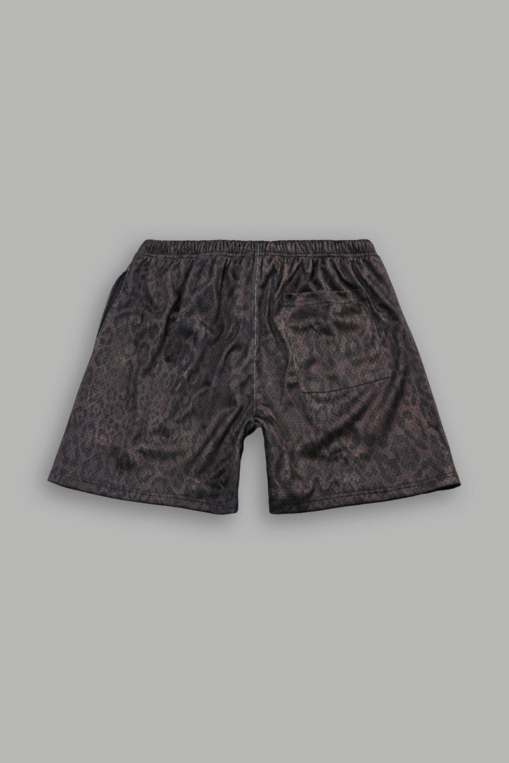 Wolf Chopper Mesh Shorts in Darc Brown Leopard