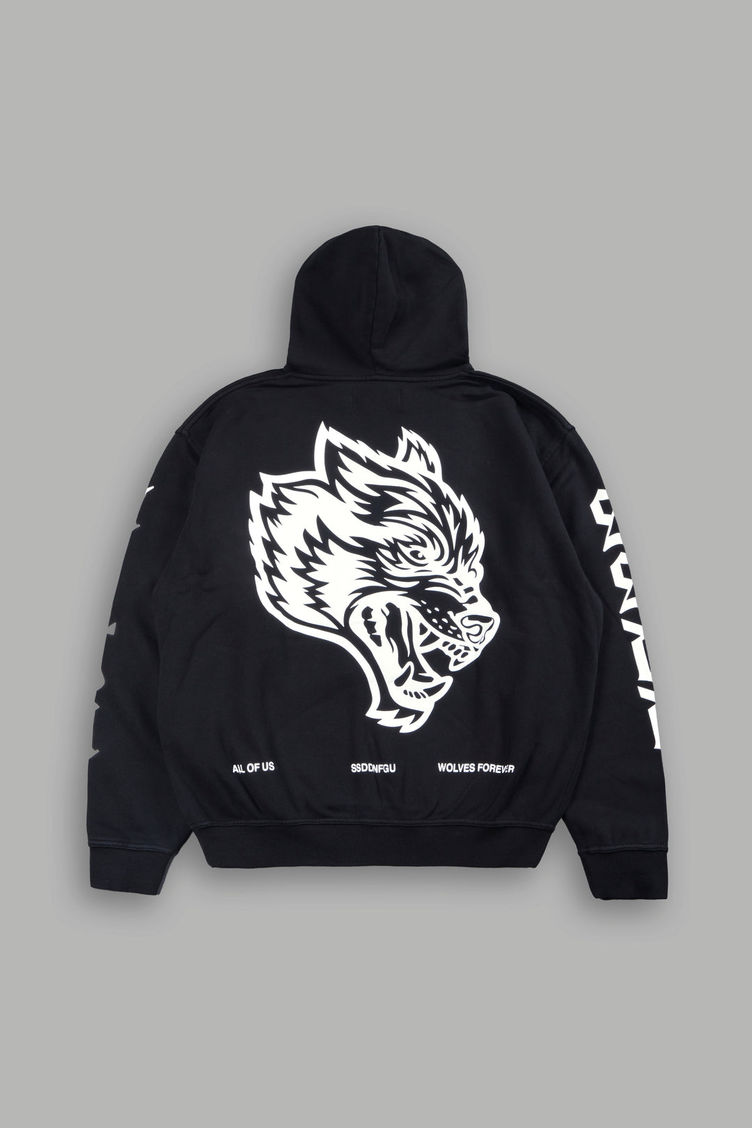 Big Wolf Head Pierce Hoodie In Black