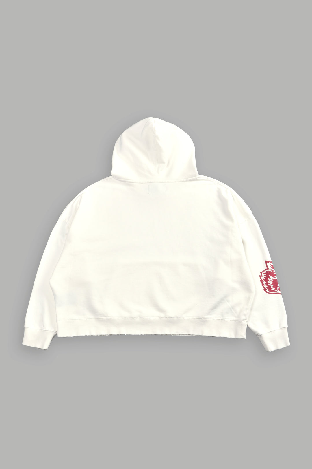 Slasher Destroyed Grunge "Gage Box Cut" Hoodie in Cream