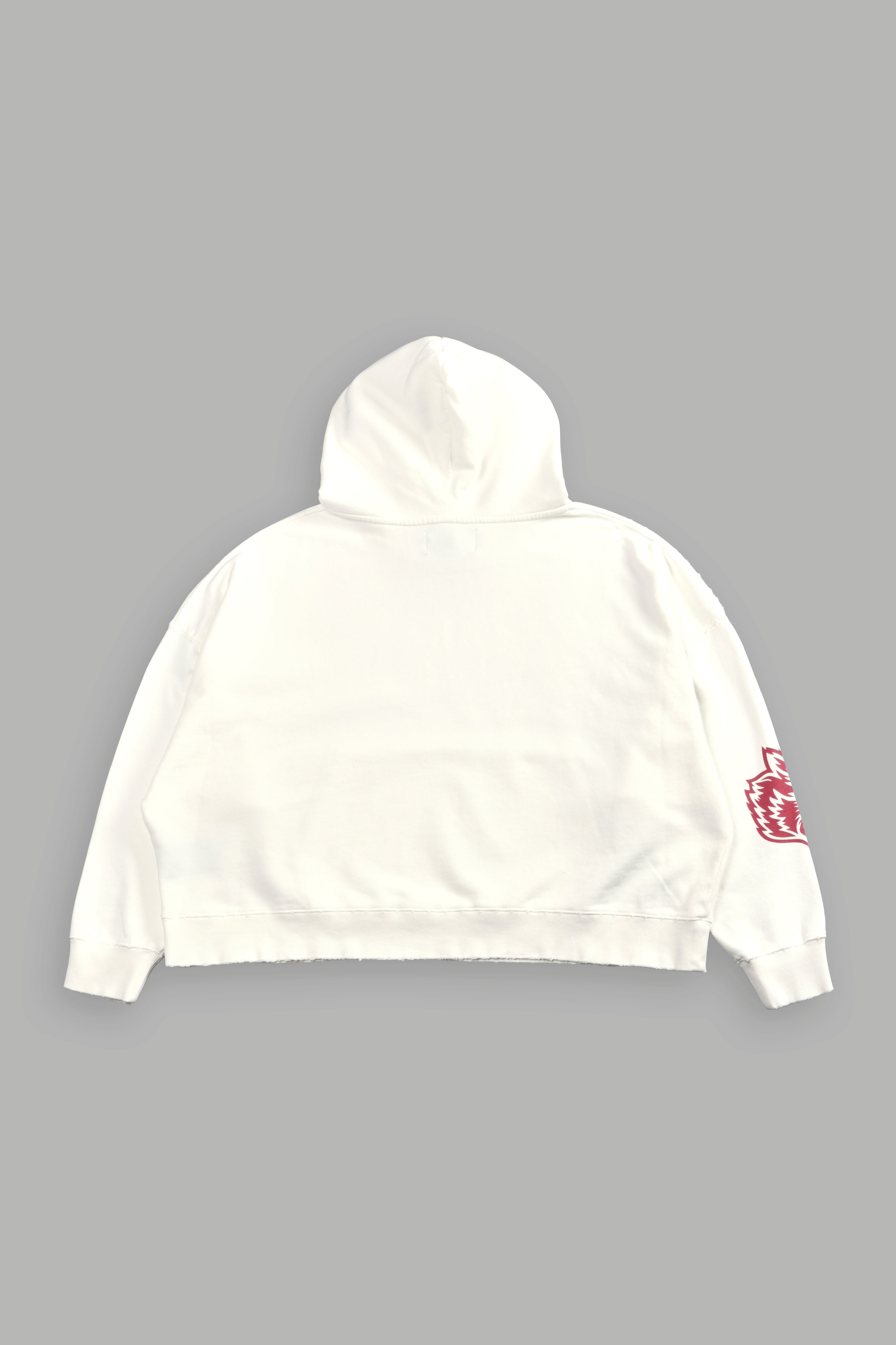 Slasher Destroyed Grunge "Gage Box Cut" Hoodie in Cream