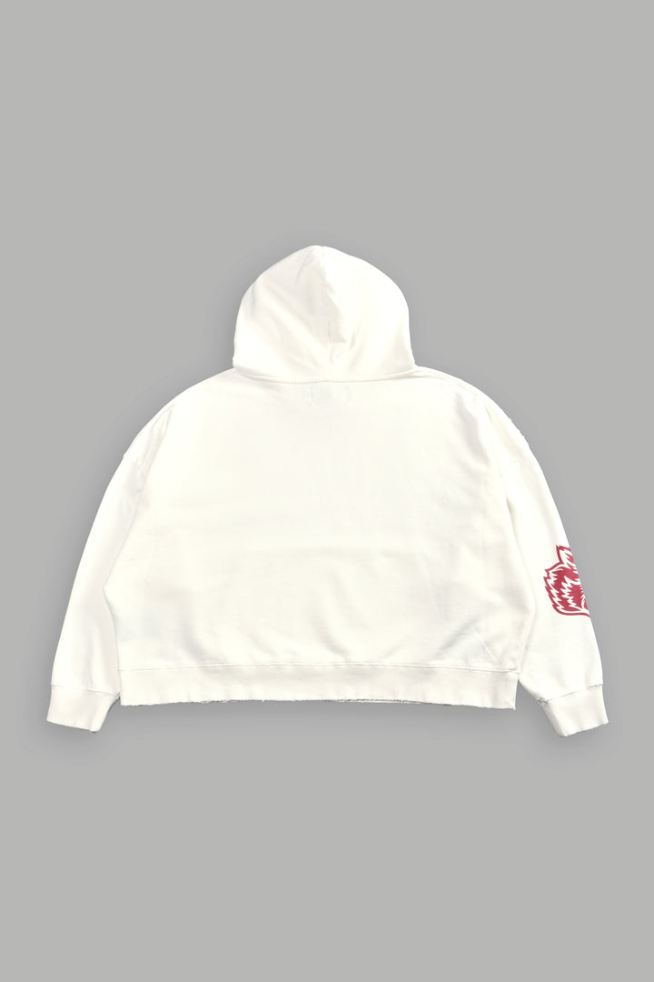 Slasher Destroyed Grunge "Gage Box Cut" Hoodie in Cream