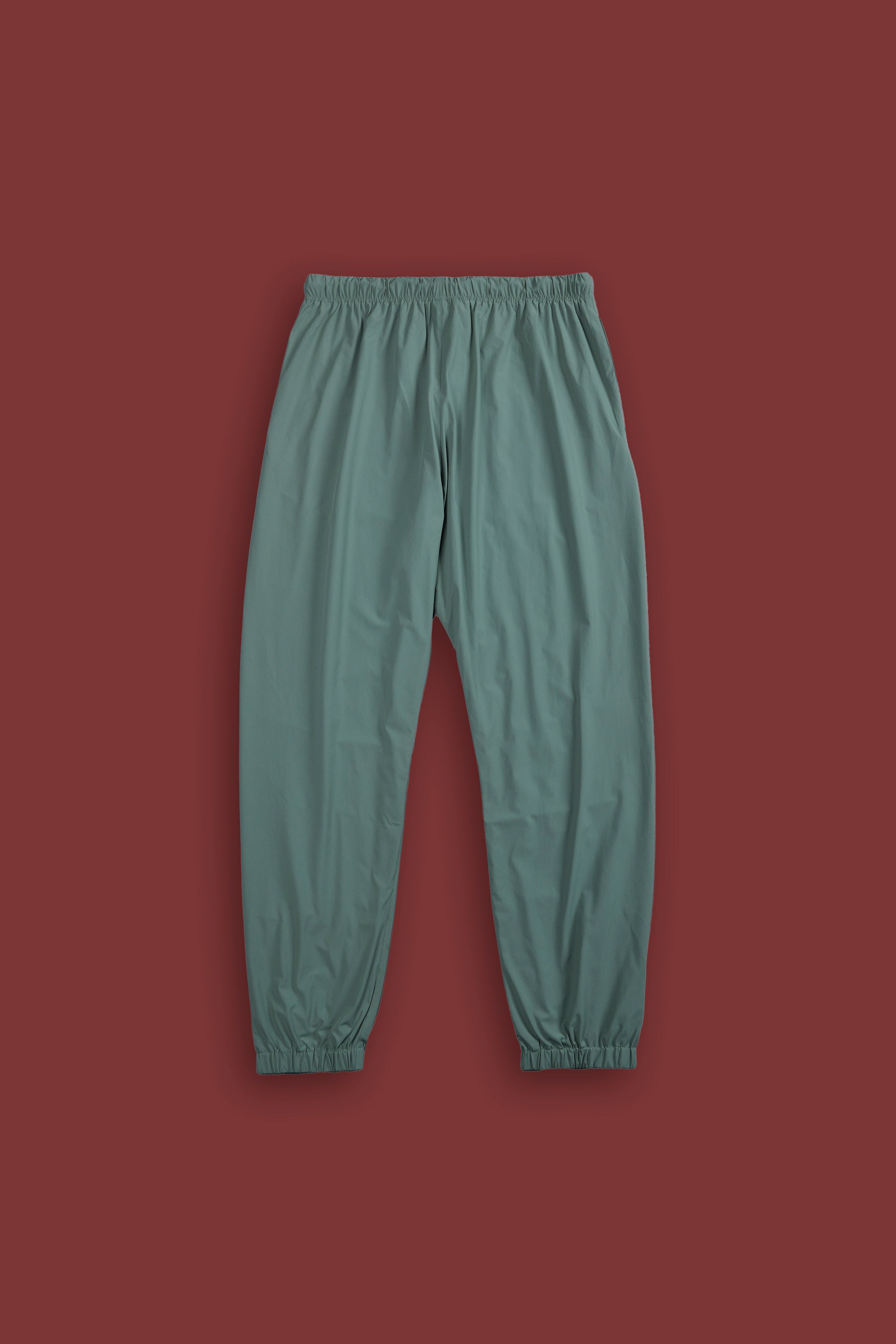 Dual Wolf Head Hybrid Nylon Track Pants in Hunter Green