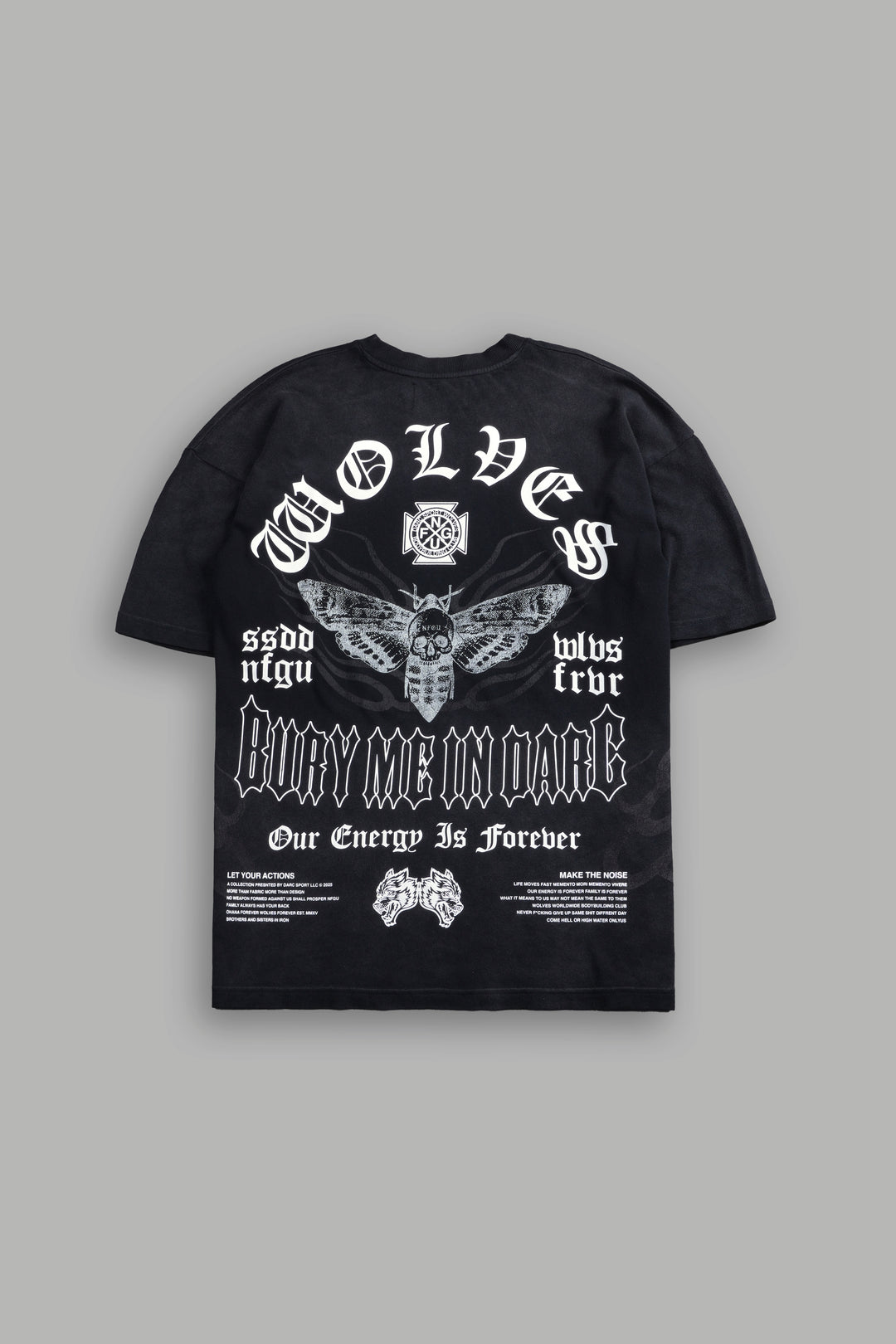 Moth Energy "Premium" Oversized Tee in Black Dawn Sun Fade