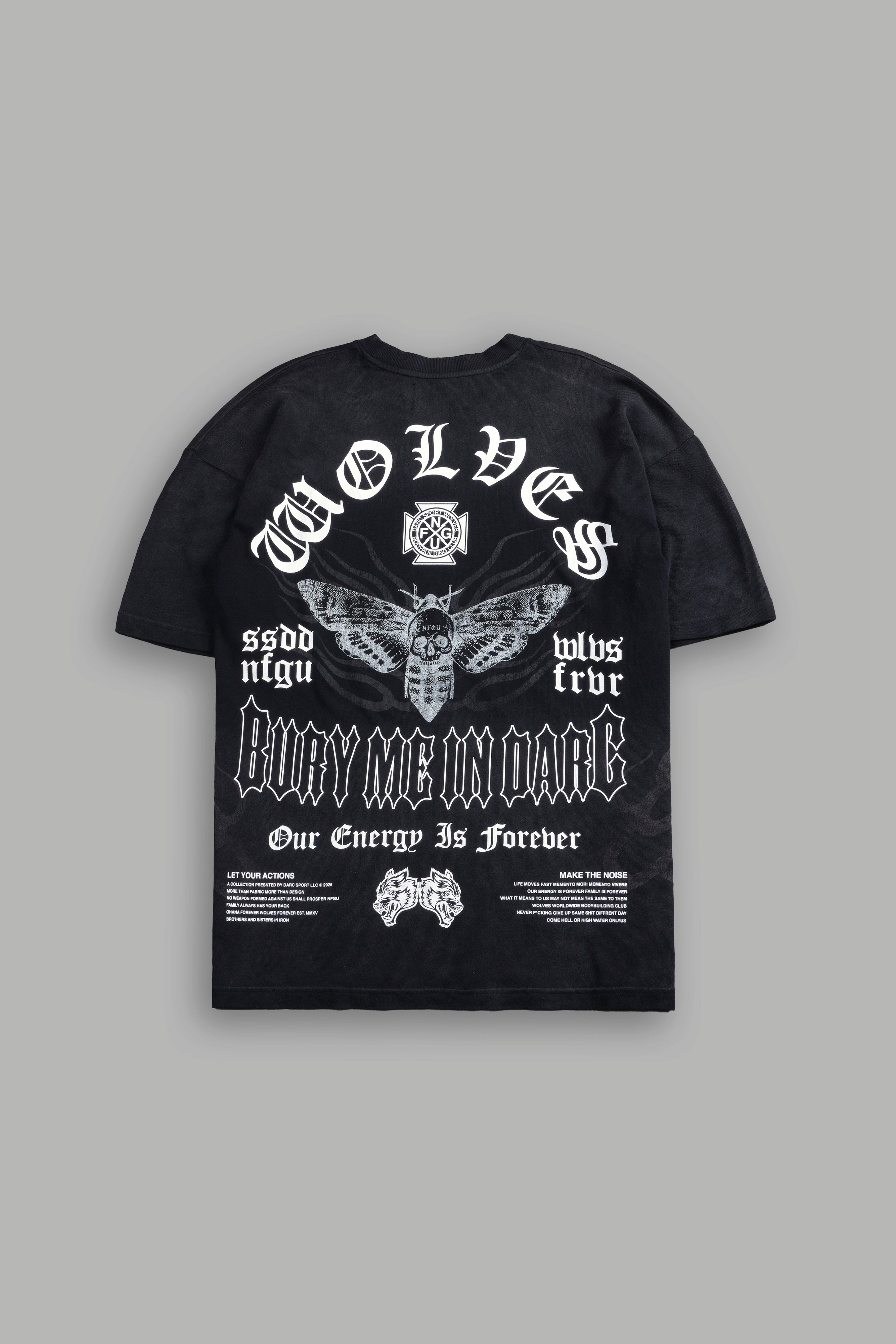 Moth Energy "Premium" Oversized Tee in Black Dawn Sun Fade