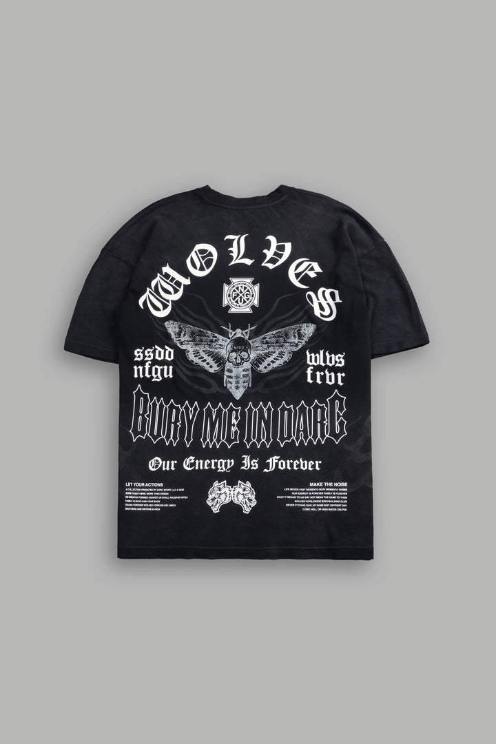 Moth Energy "Premium" Oversized Tee in Black Dawn Sun Fade