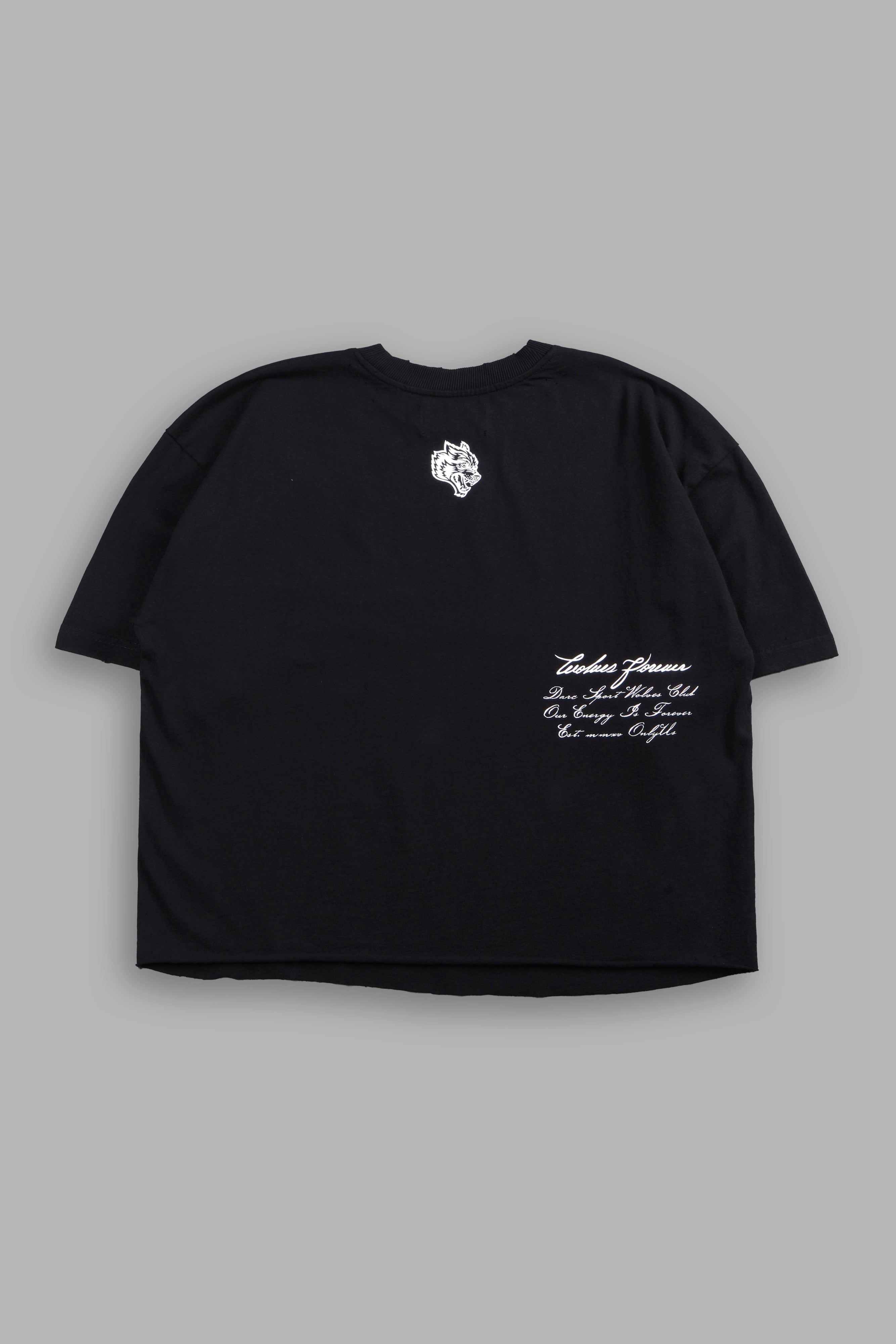 The Great Wave Distressed Grunge Box Cut Tee V2 in Black