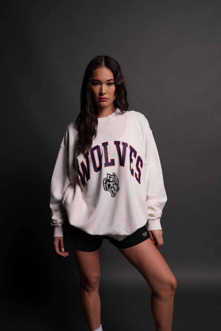 Loyalty London Unisex Crewneck in Cream/Maroon