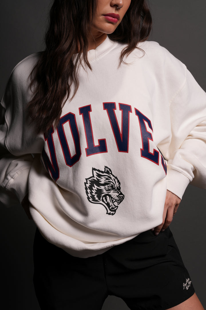 Loyalty London Unisex Crewneck in Cream/Maroon