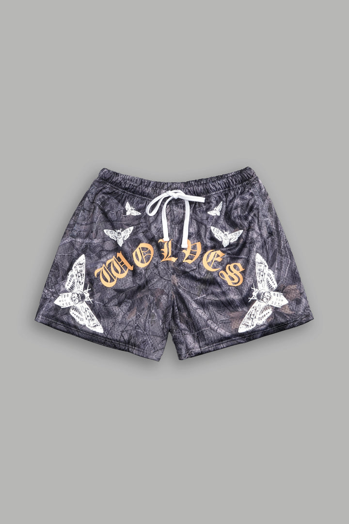 Stick Together Mesh Shorts in Driftwood Wolf Forest Camo