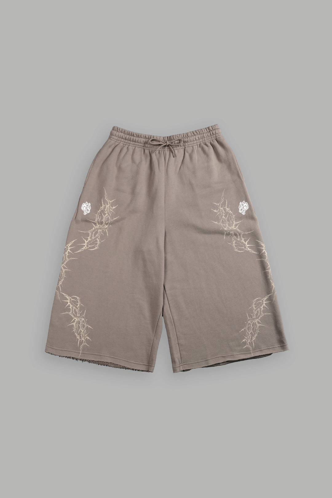 Thorns Oversized Omen Cropped Sweat Pants in Taupe