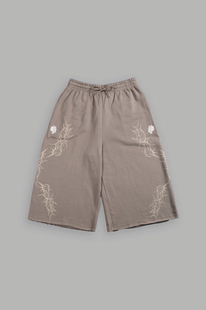 Thorns Oversized Omen Cropped Sweat Pants in Taupe