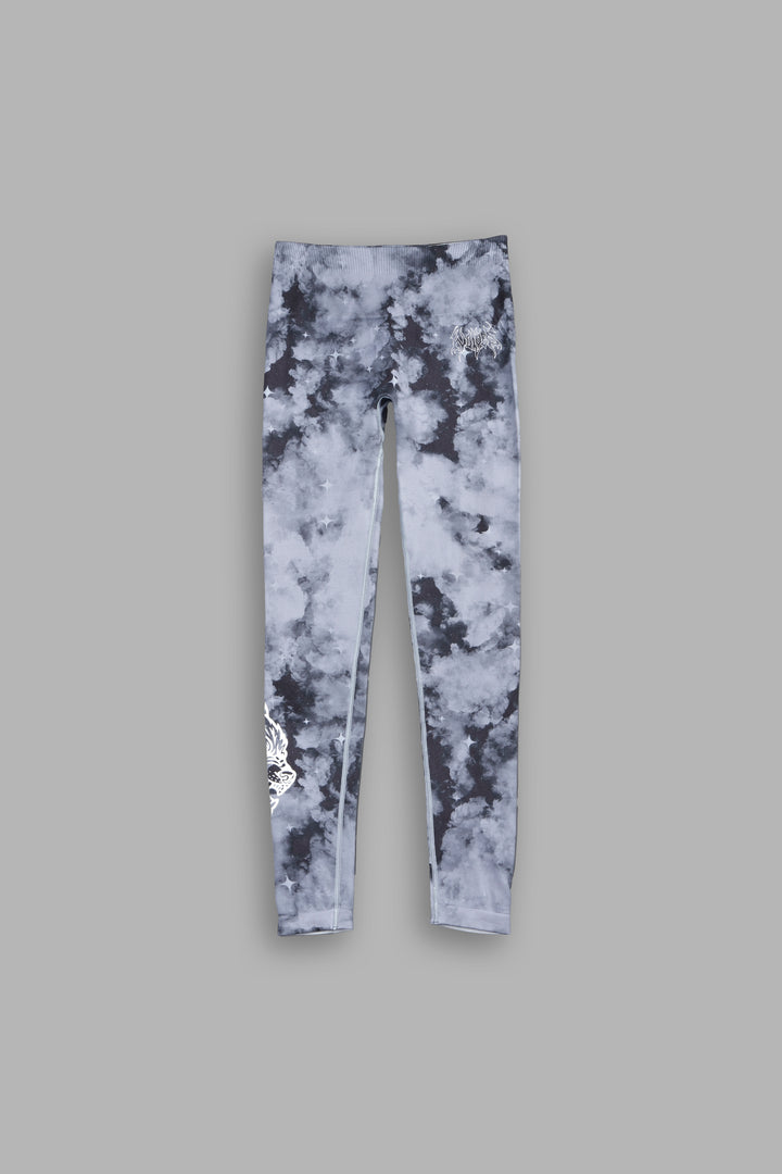 Hesh "Everson Seamless" Huxley Scrunch Leggings in Nirvana Gray Starry Clouds