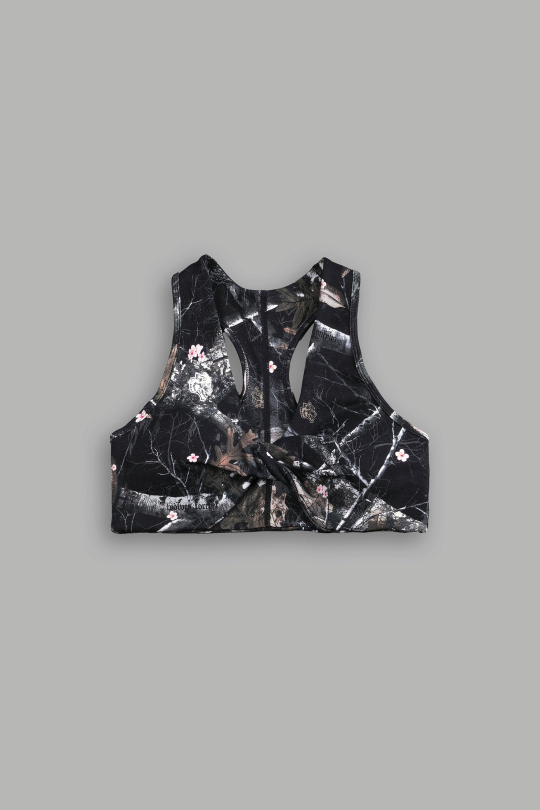 Single Wolf "Everson" Seamless Twist Bra in Darc Blossom Woodland Camo