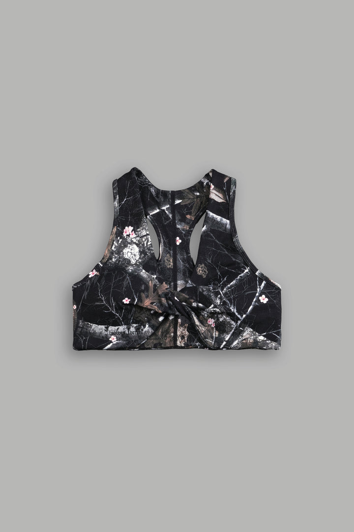 Single Wolf "Everson" Seamless Twist Bra in Darc Blossom Woodland Camo