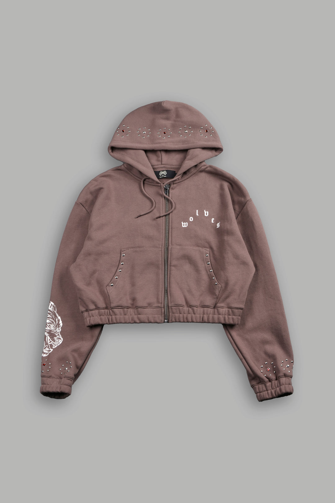 Stud Lobo Chambers Cropped Zip Hoodie In Mojave Brown