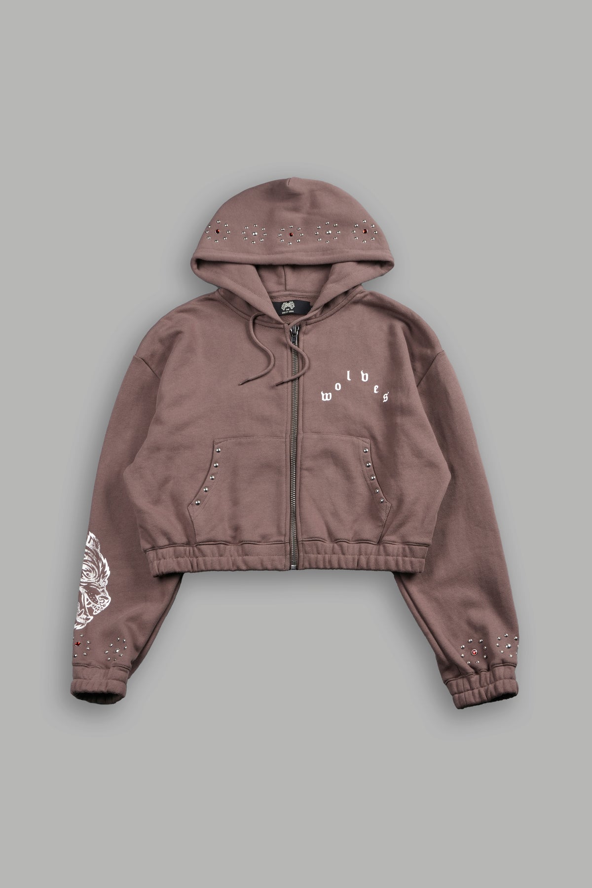 Stud Lobo Chambers Cropped Zip Hoodie In Mojave Brown