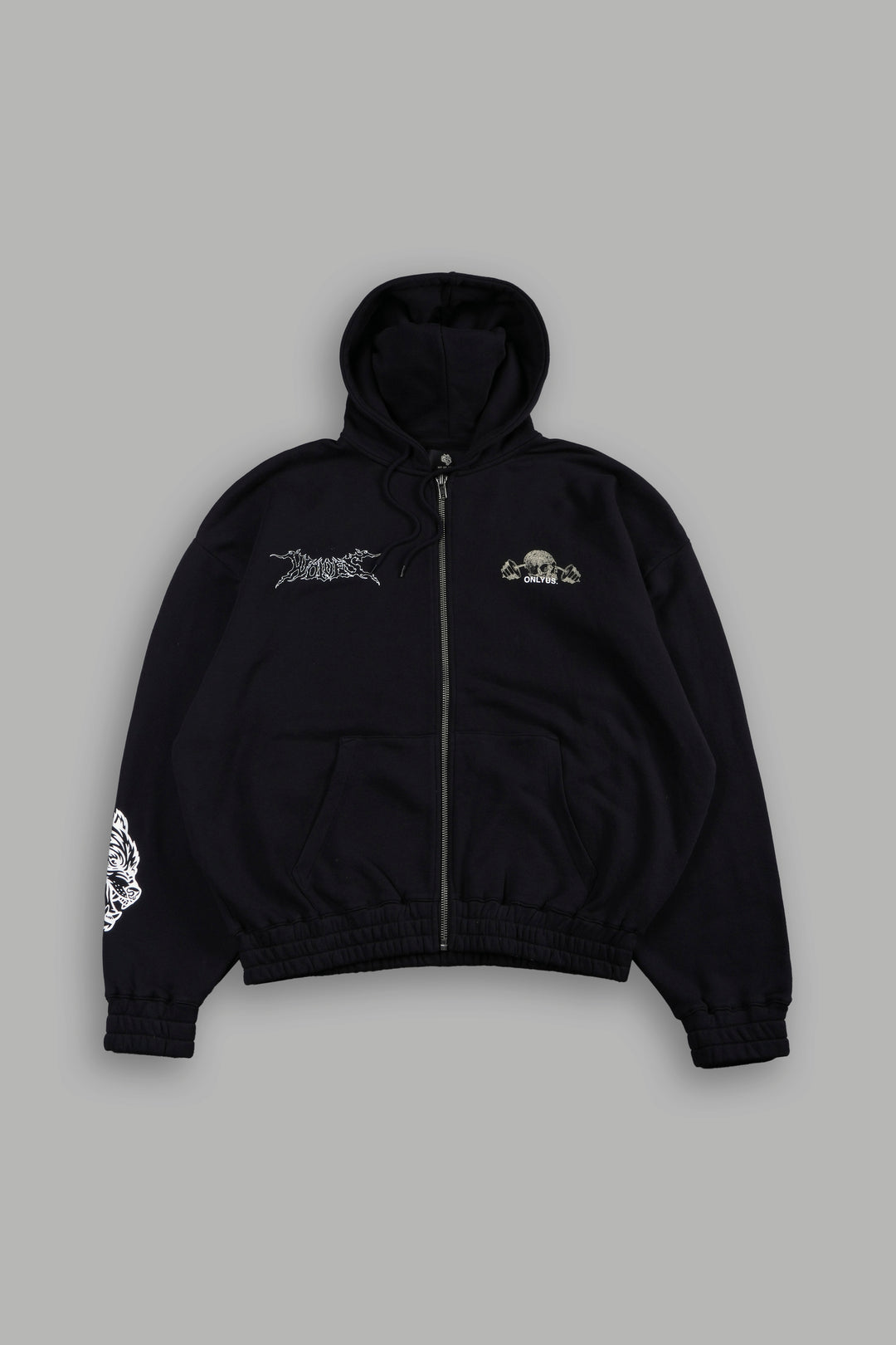 Wolves Bodybuilding Club Chambers Zip Hoodie In Black
