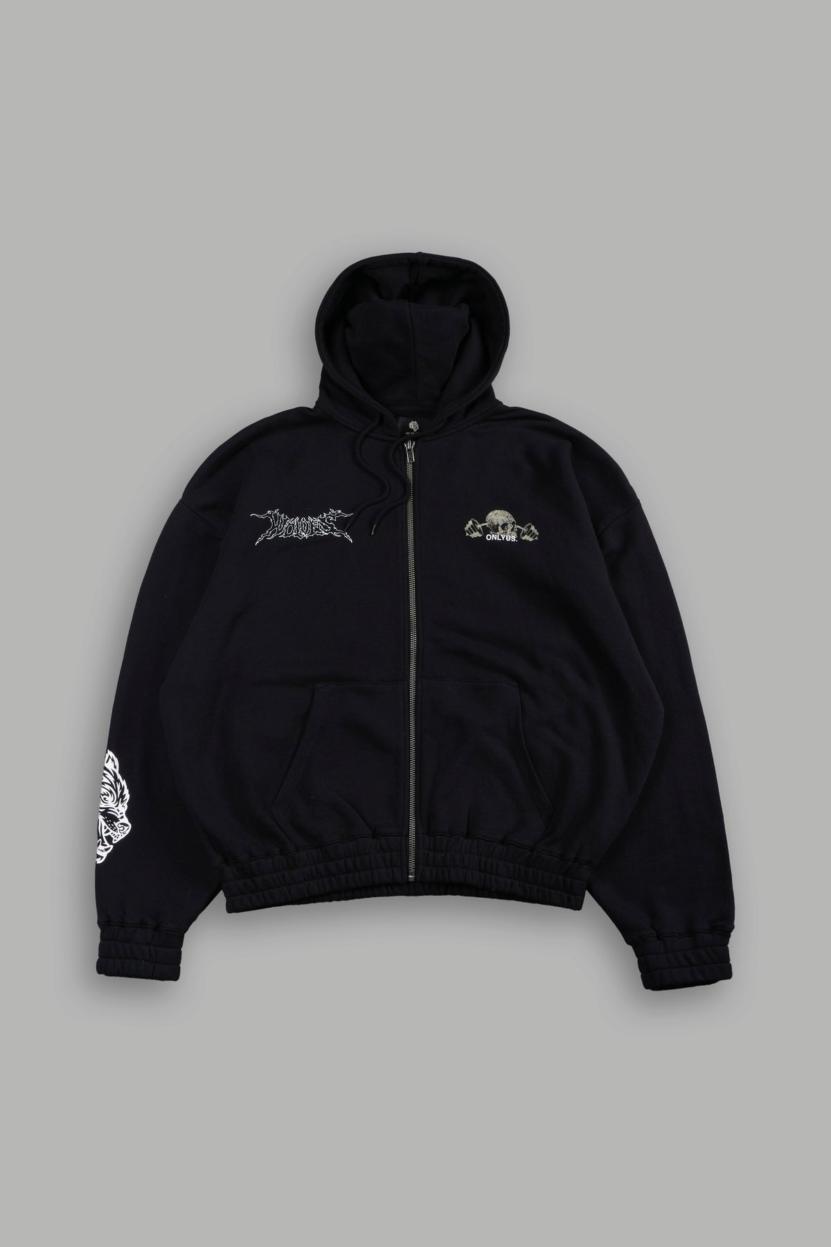 Wolves Bodybuilding Club Chambers Zip Hoodie In Black