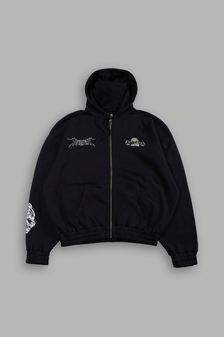 Wolves Bodybuilding Club Chambers Zip Hoodie In Black