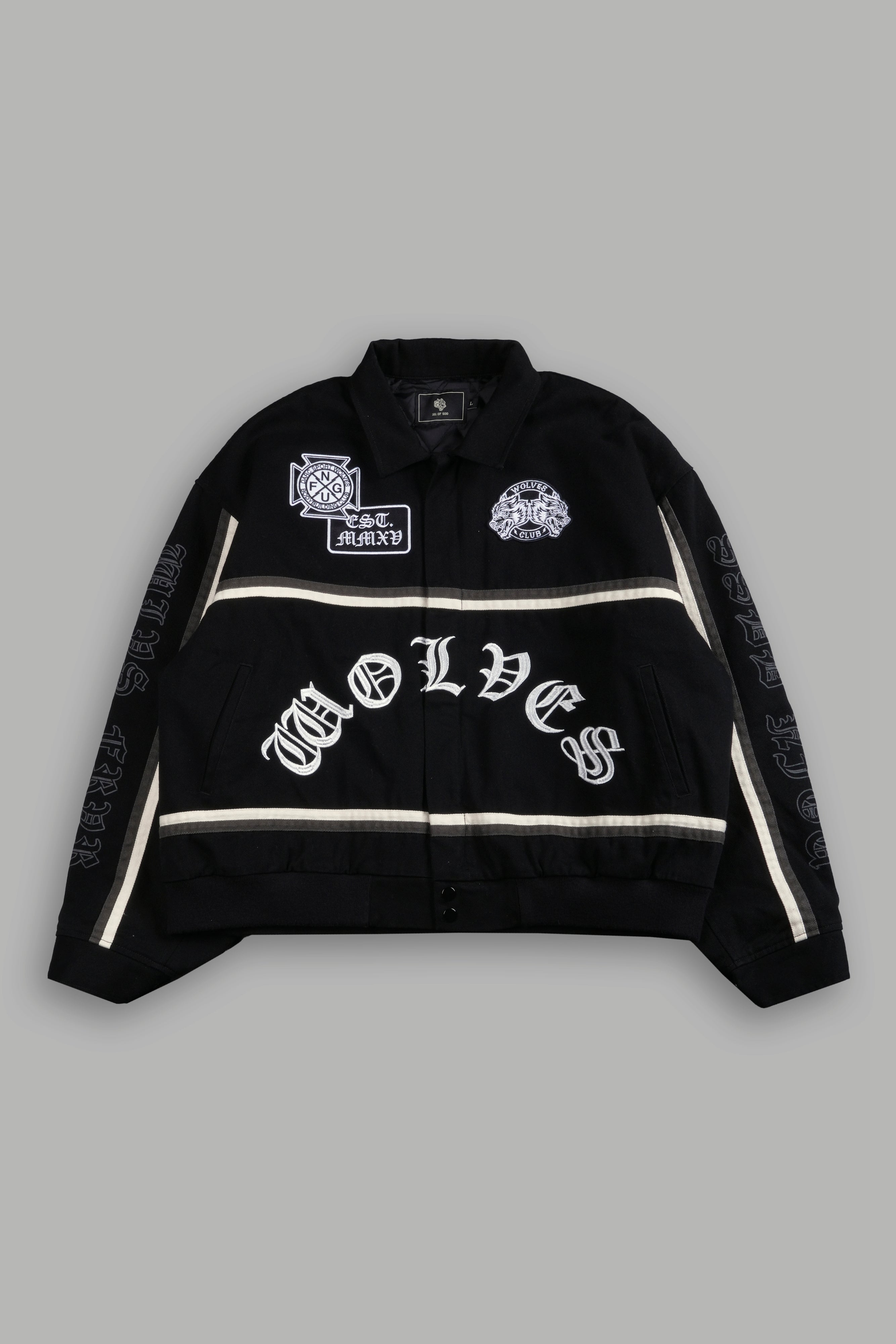 Wolves Club Chopper Big Moe Jacket in Black/Cream/Wolf Gray
