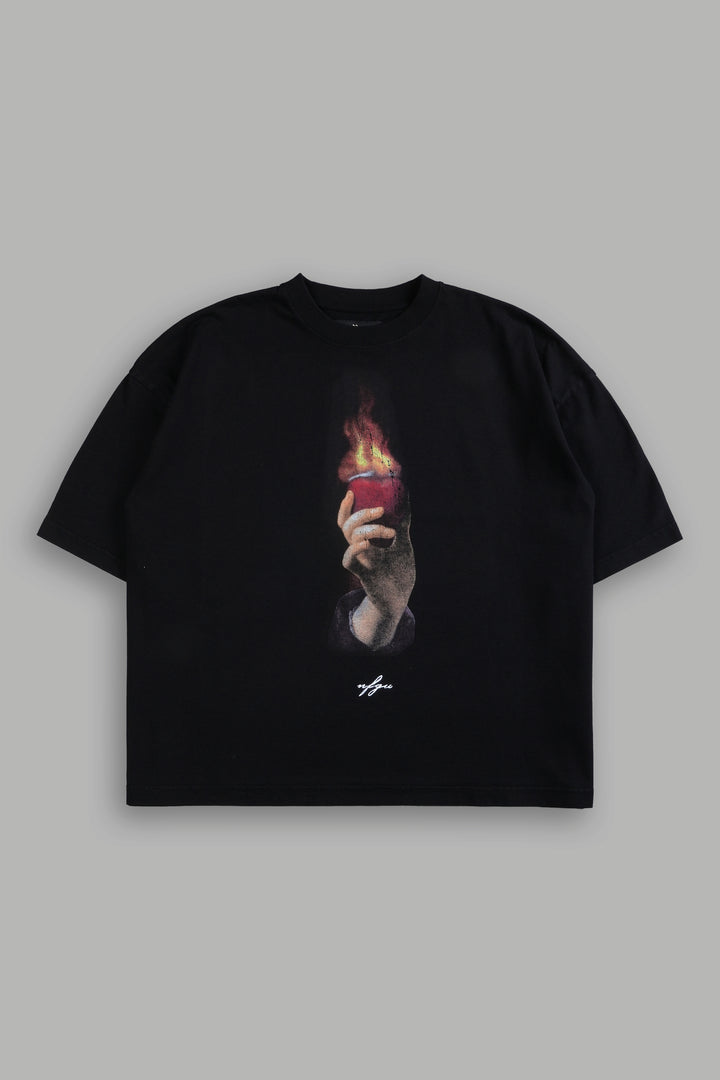 Corazon Sagrado Grunge "Box Cut" Tee in Black