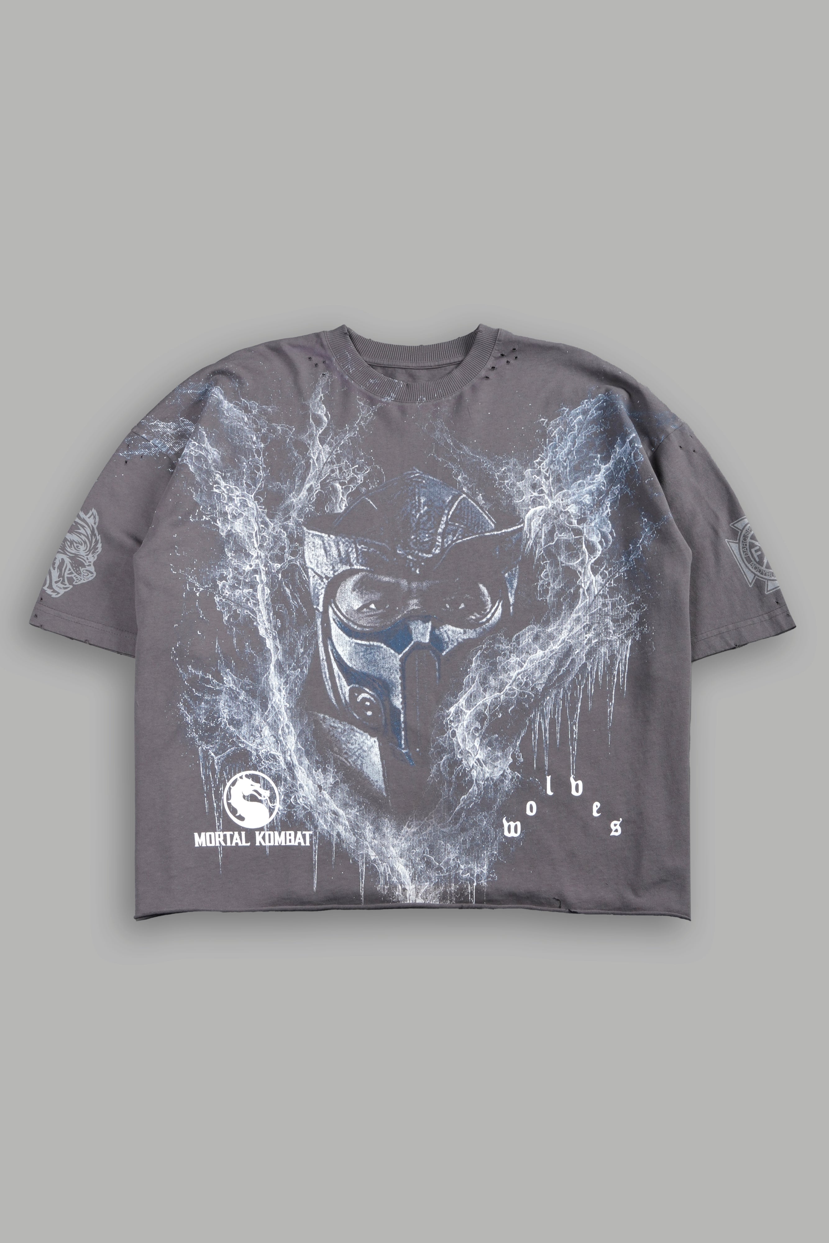Sub-Zero Distressed Grunge Box Cut Tee V2 in Slate Gray