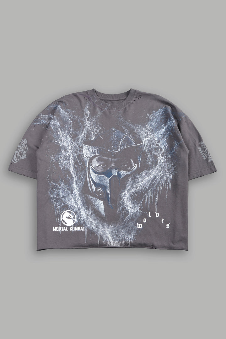 Sub-Zero Distressed Grunge Box Cut Tee V2 in Slate Gray