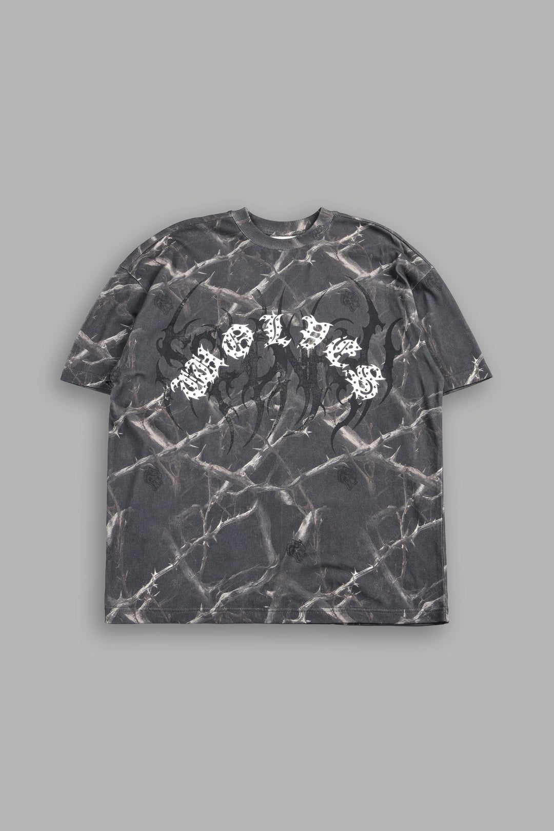 Studded Mantra Premium Oversized Tee In Darc Thorns