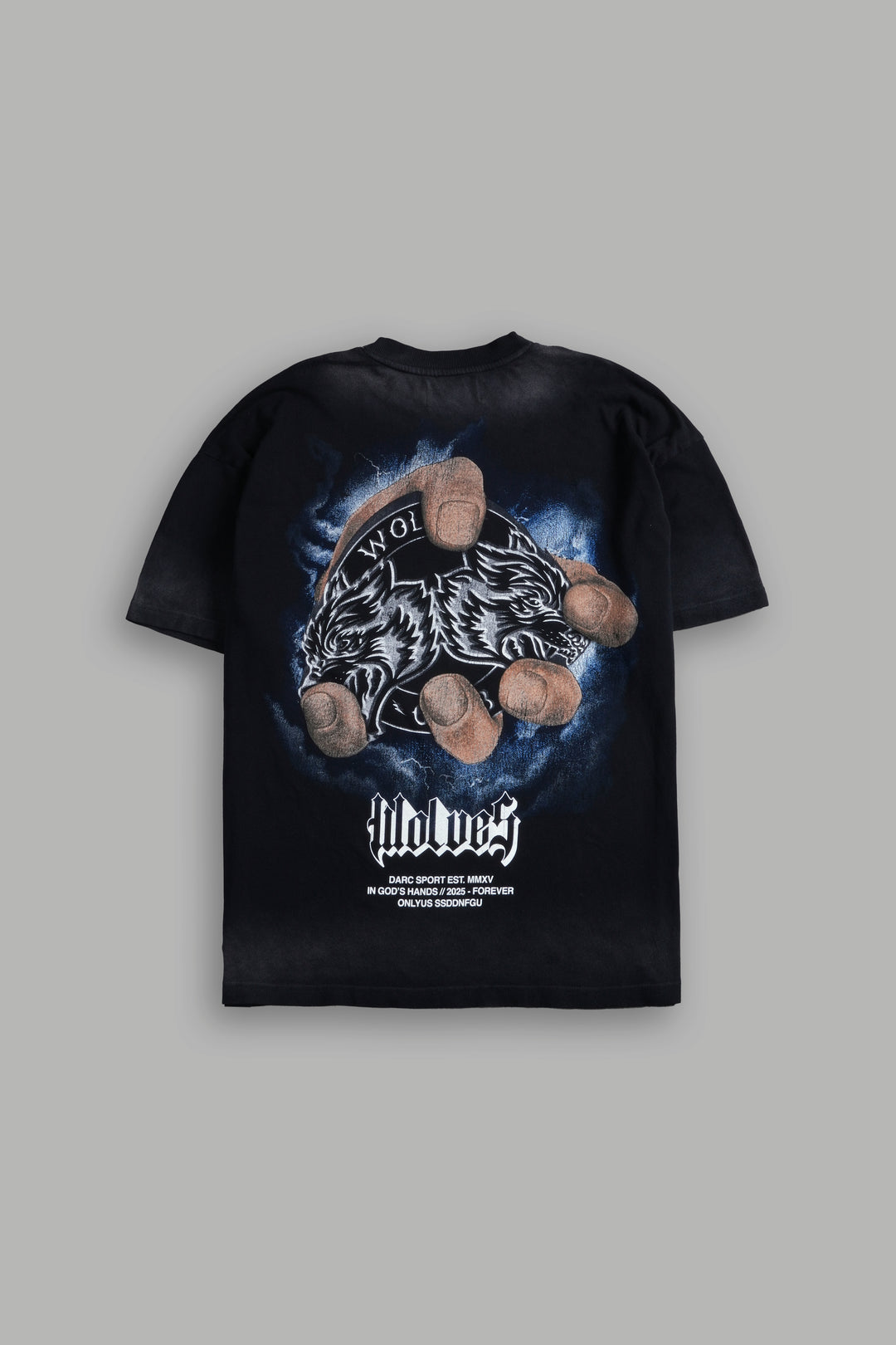 In God's Hands "Premium" Oversized Tee in Black Drift Wash