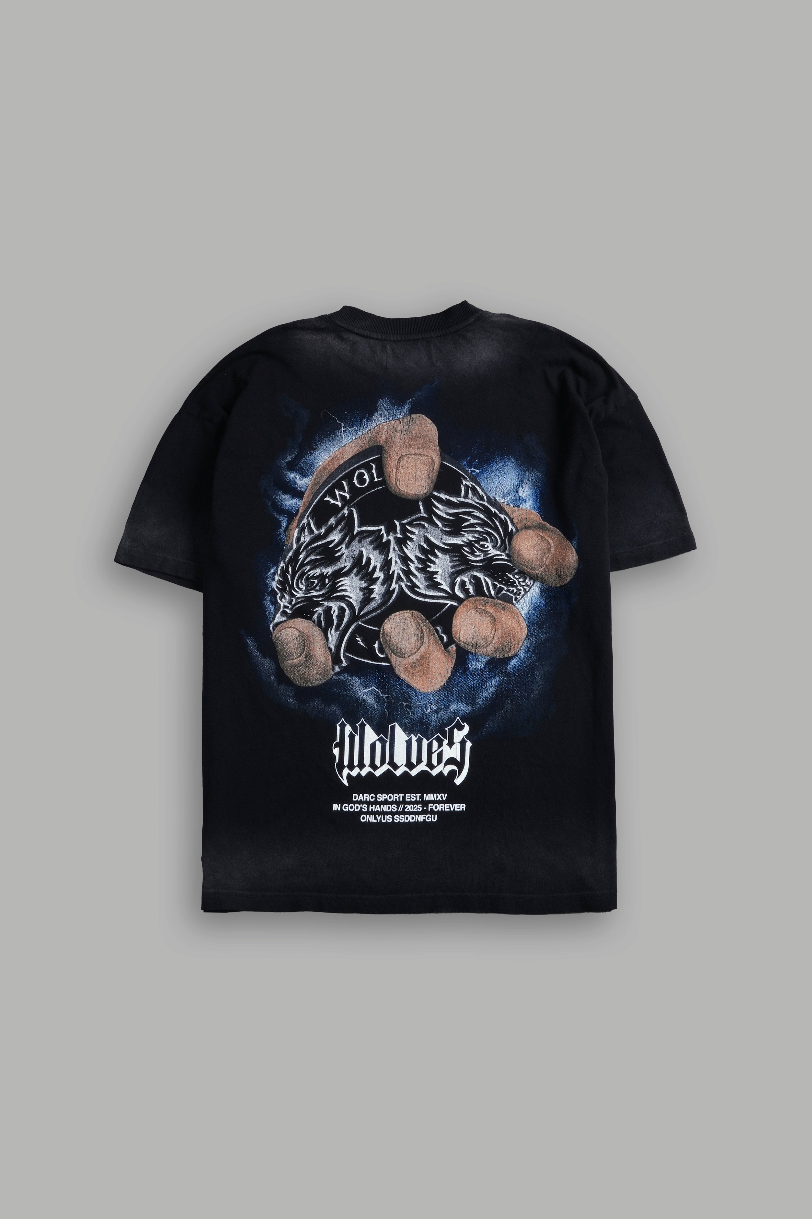 In God's Hands "Premium" Oversized Tee in Black Drift Wash