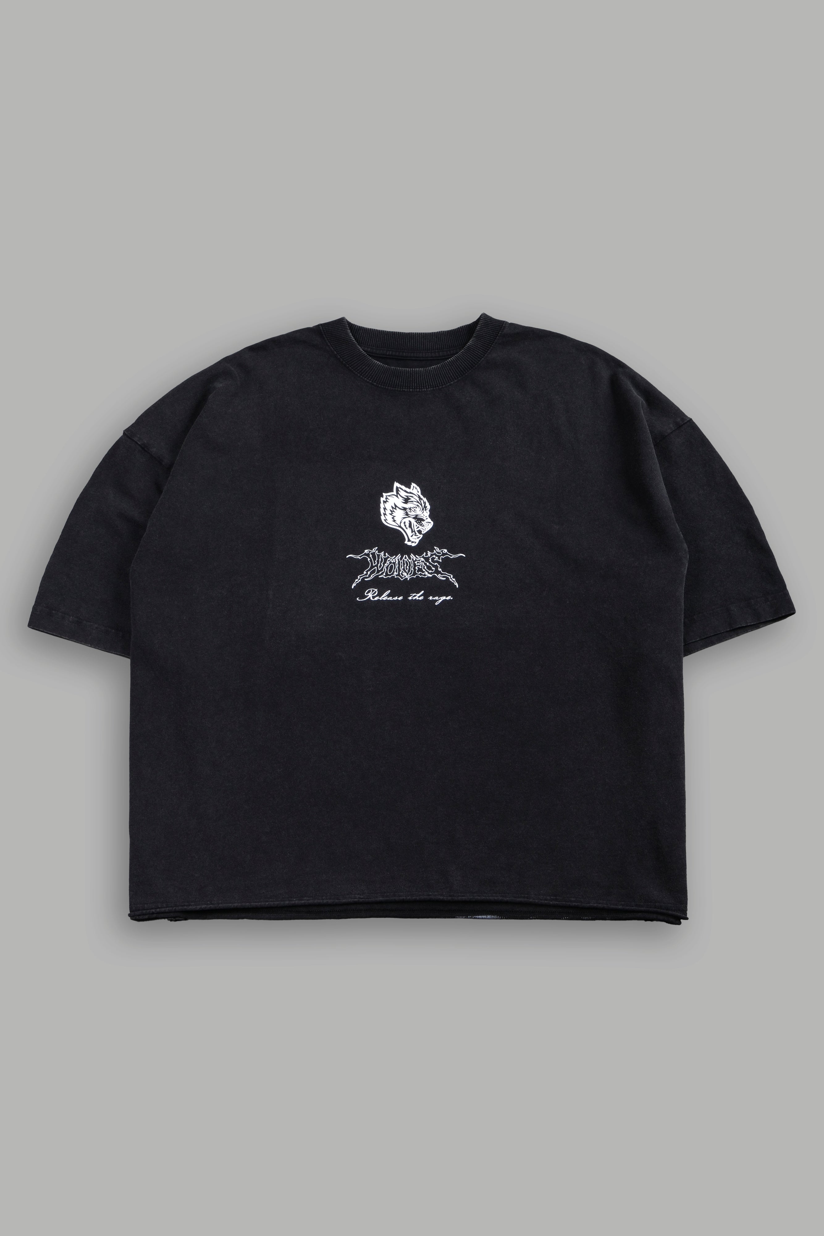 Release The Rage Grunge Raw Hem Box Cut Tee in Black – DarcSport