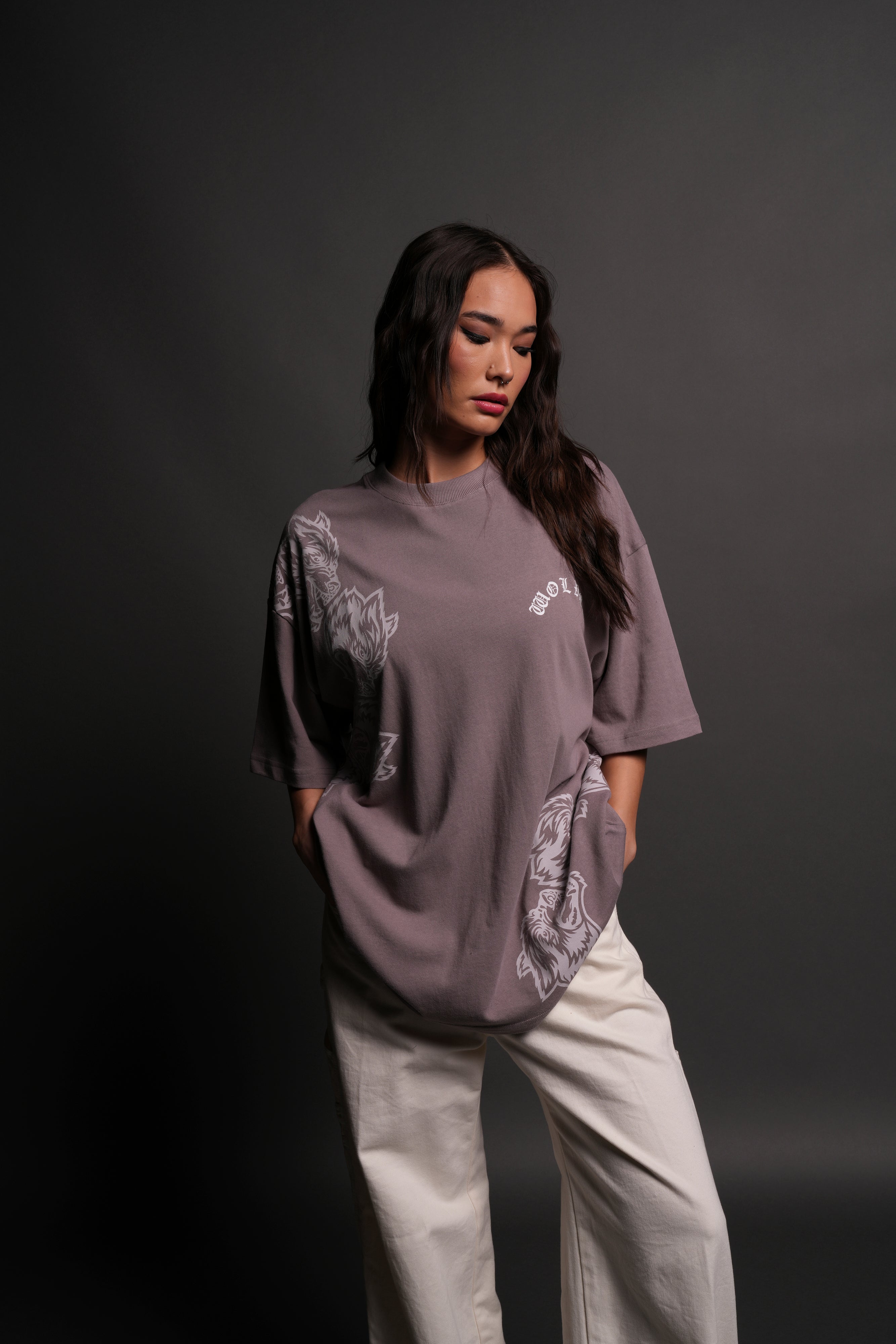 Surrounded By Family "Premium" Oversized Tee in Pale Gray