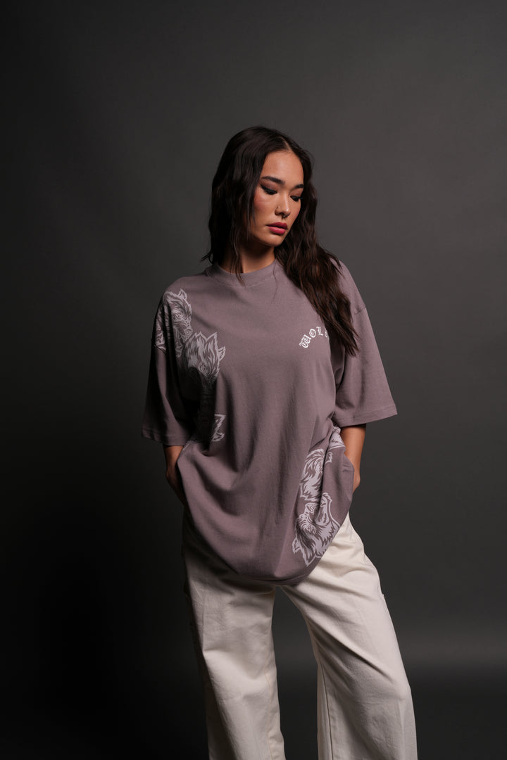 Surrounded By Family "Premium" Oversized Tee in Pale Gray