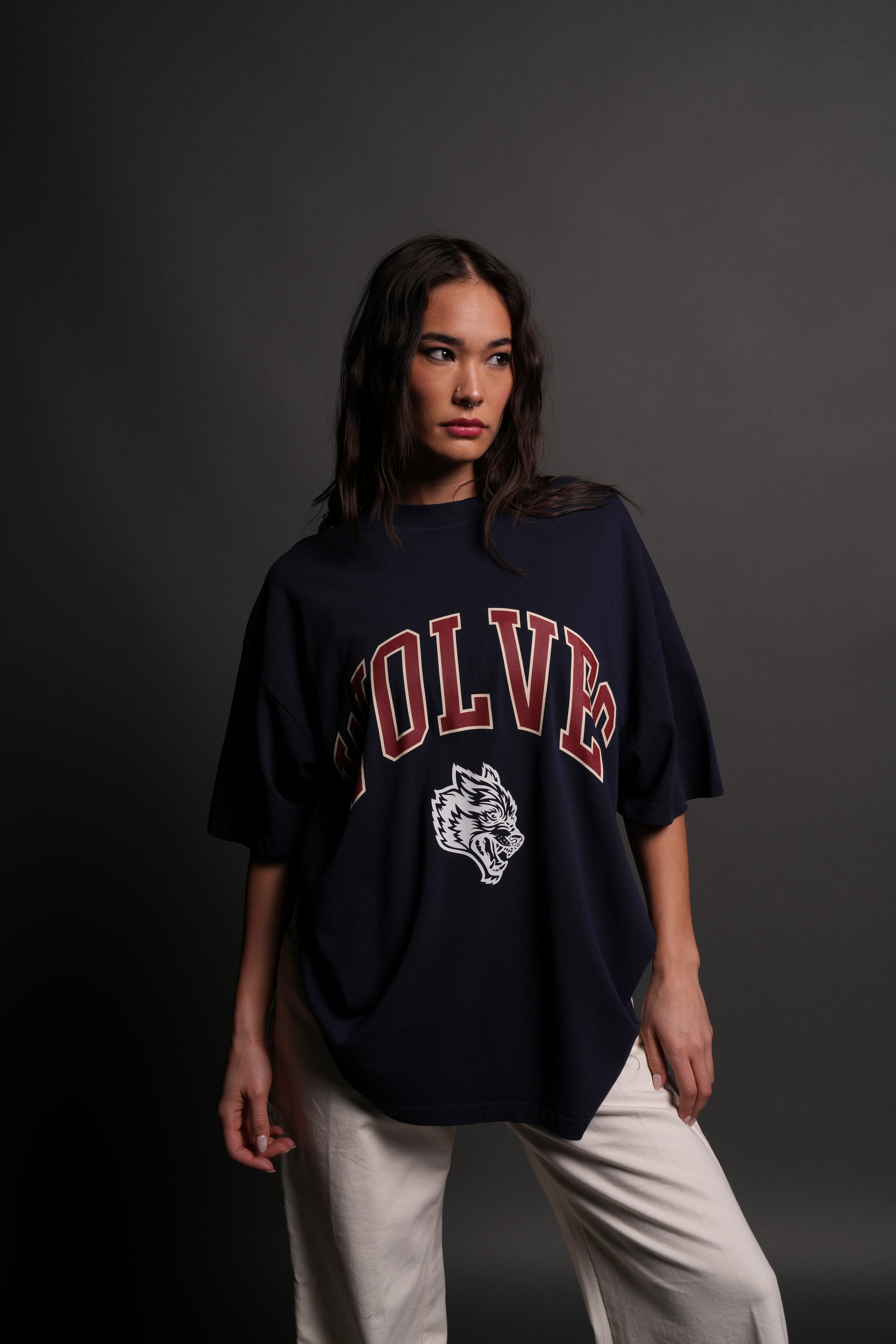 Loyalty "Premium" Oversized Unisex Tee in Navy/Maroon