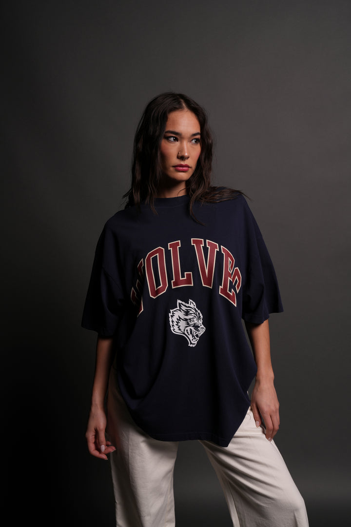 Loyalty "Premium" Oversized Unisex Tee in Navy/Maroon