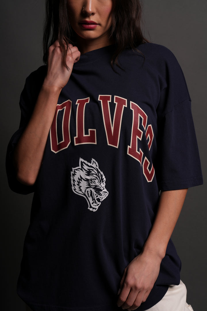 Loyalty "Premium" Oversized Unisex Tee in Navy/Maroon