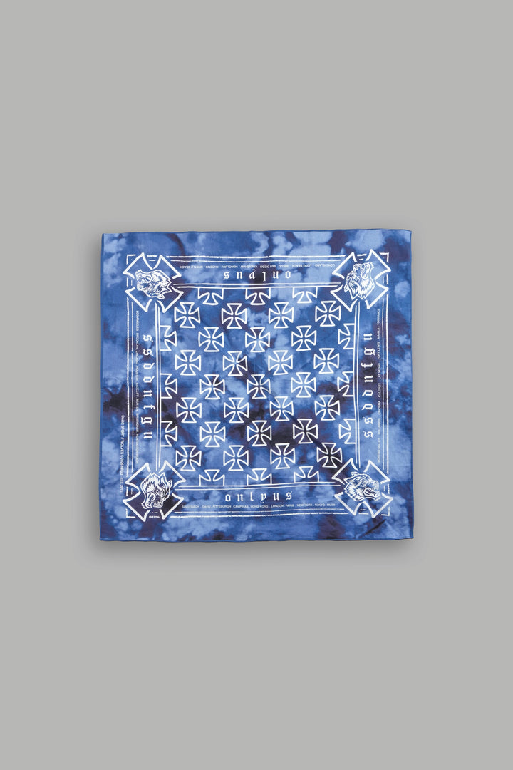 Wolf Iron Cross Bandana in Darc Blue Ghost Clouds